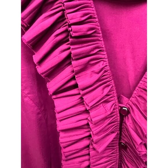 Soft Surroundings blouse womens medium fuschia clasp front Ruffle‎ Top Pink - Picture 5 of 5